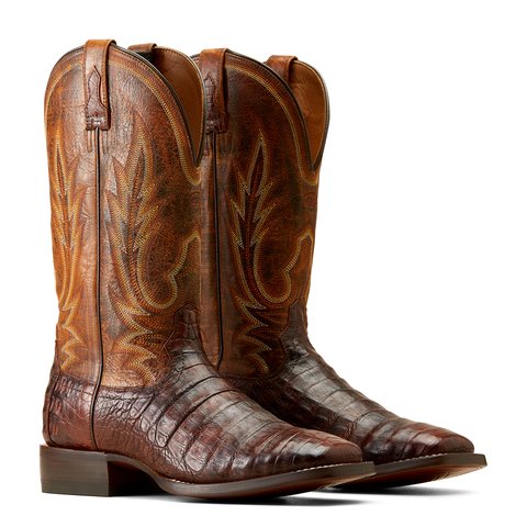 Ariat Men's Gunslinger 13" Dark Amber Caiman Belly Wide Square Toe Boot - 10042477 - 7D