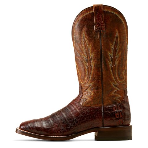 Ariat Men's Gunslinger 13" Dark Amber Caiman Belly Wide Square Toe Boot - 10042477 - 7D