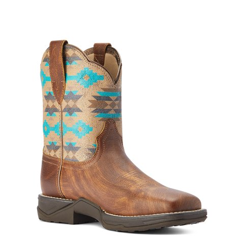 Ariat Women's Anthem Shortie Savanna Tan & Turquoise Aztec Western Boot - 10042576 6.5B