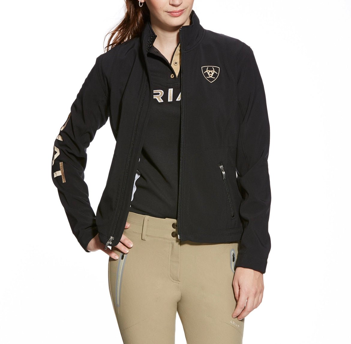 Ariat Women's Classic Team Softshell Brand Black & Gold Jacket - 10043056 - XS BIN 60