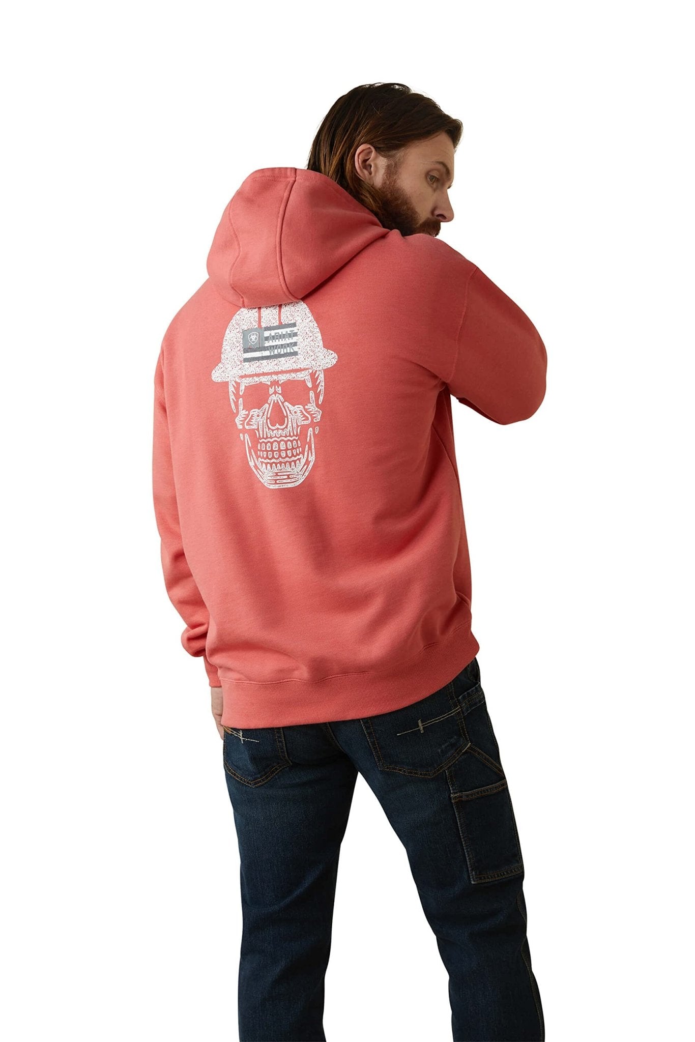 Ariat Men's Rebar Roughneck Heather Coral Pullover Hoodie - 10043363 - S