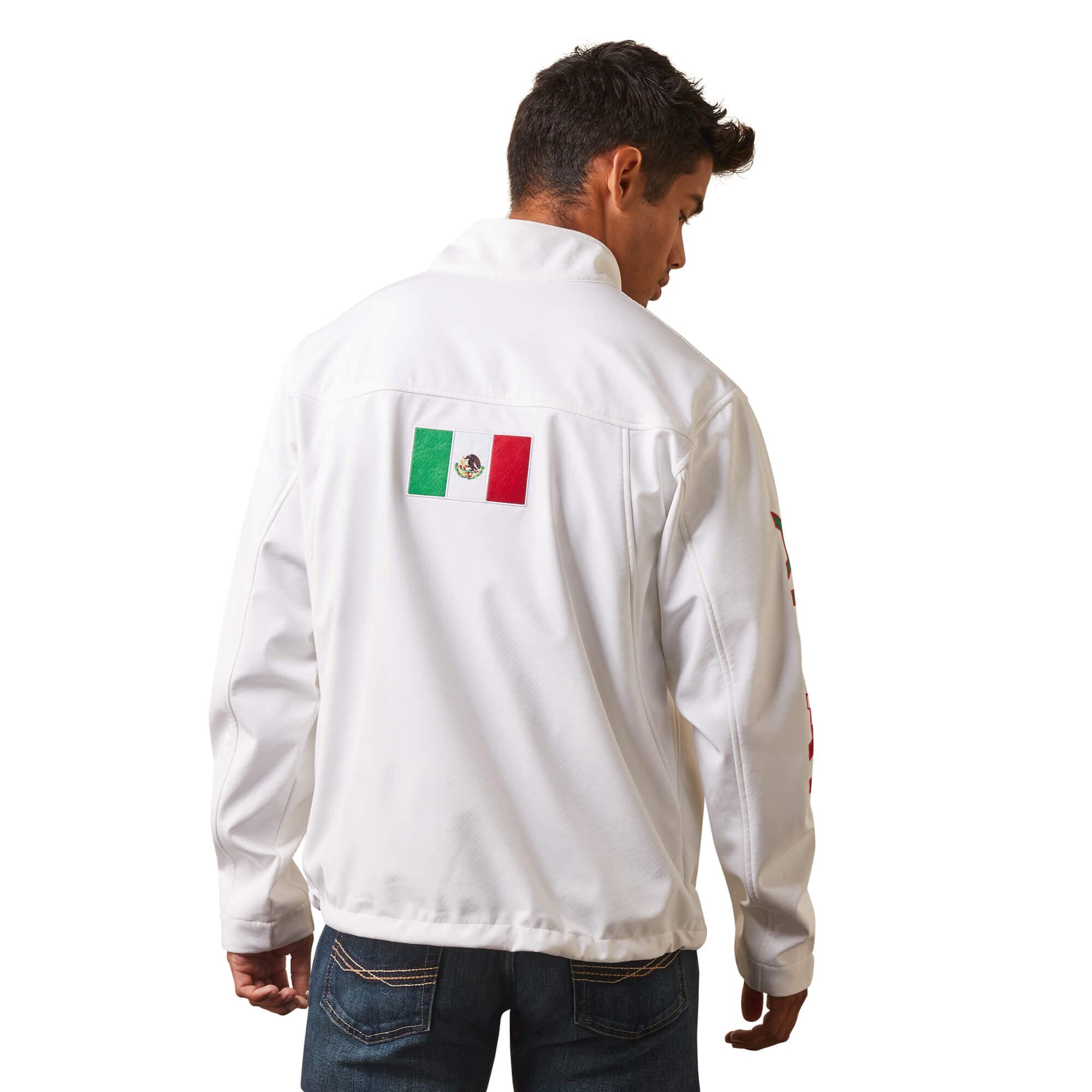 Ariat Men's New Team Softshell White Mexico Flag Jacket - 10043549 - XS