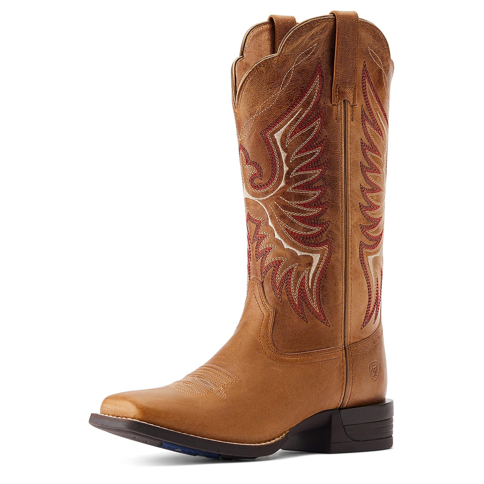 Ariat Women's 12" Rockdale Almond Buff Leather Wide Square Toe Western Boot - 10044415 - 6B