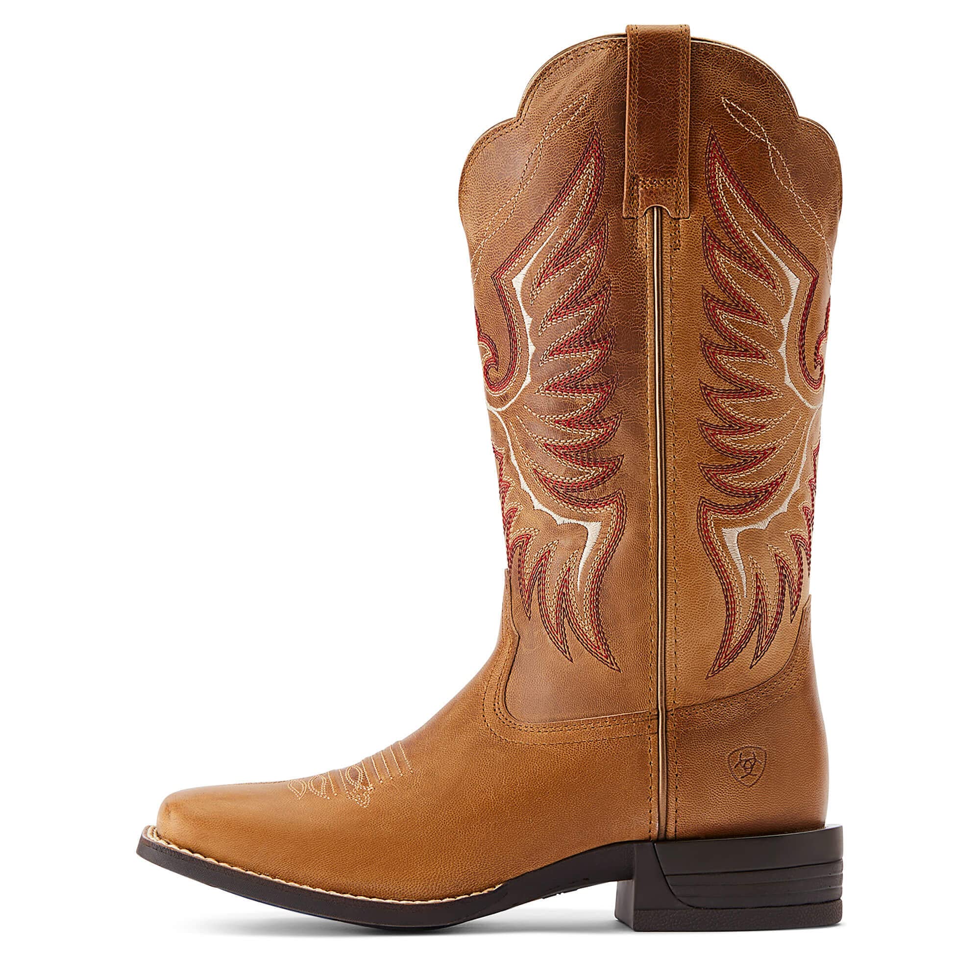 Ariat Women's 12" Rockdale Almond Buff Leather Wide Square Toe Western Boot - 10044415 - 6B