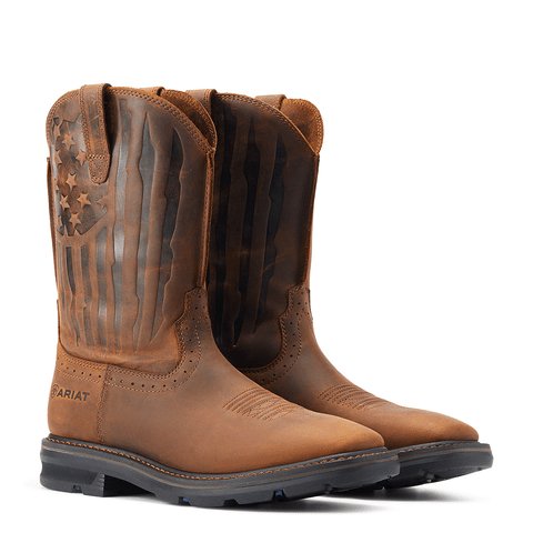 Ariat Men's Sierra Shock Shield Brown Patriot 11" Work Boots - 10044505 - 7D