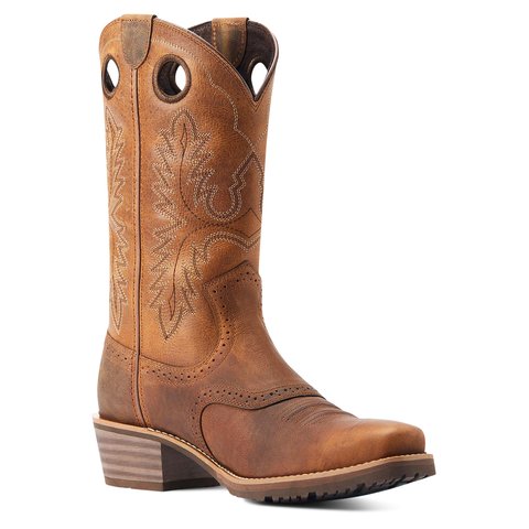 Ariat Heritage Roughstock Mens 8D Brown on sale Leather Square Soft Toe Cowboy Boots