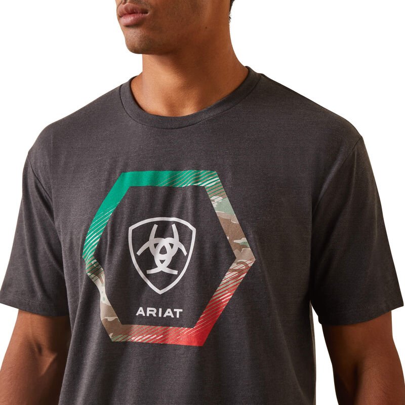 Ariat Men's Mexico Recon Trim Charcoal T-Shirt - 10044743 - S