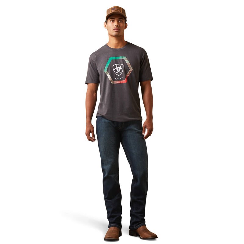 Ariat Men's Mexico Recon Trim Charcoal T-Shirt - 10044743 - S