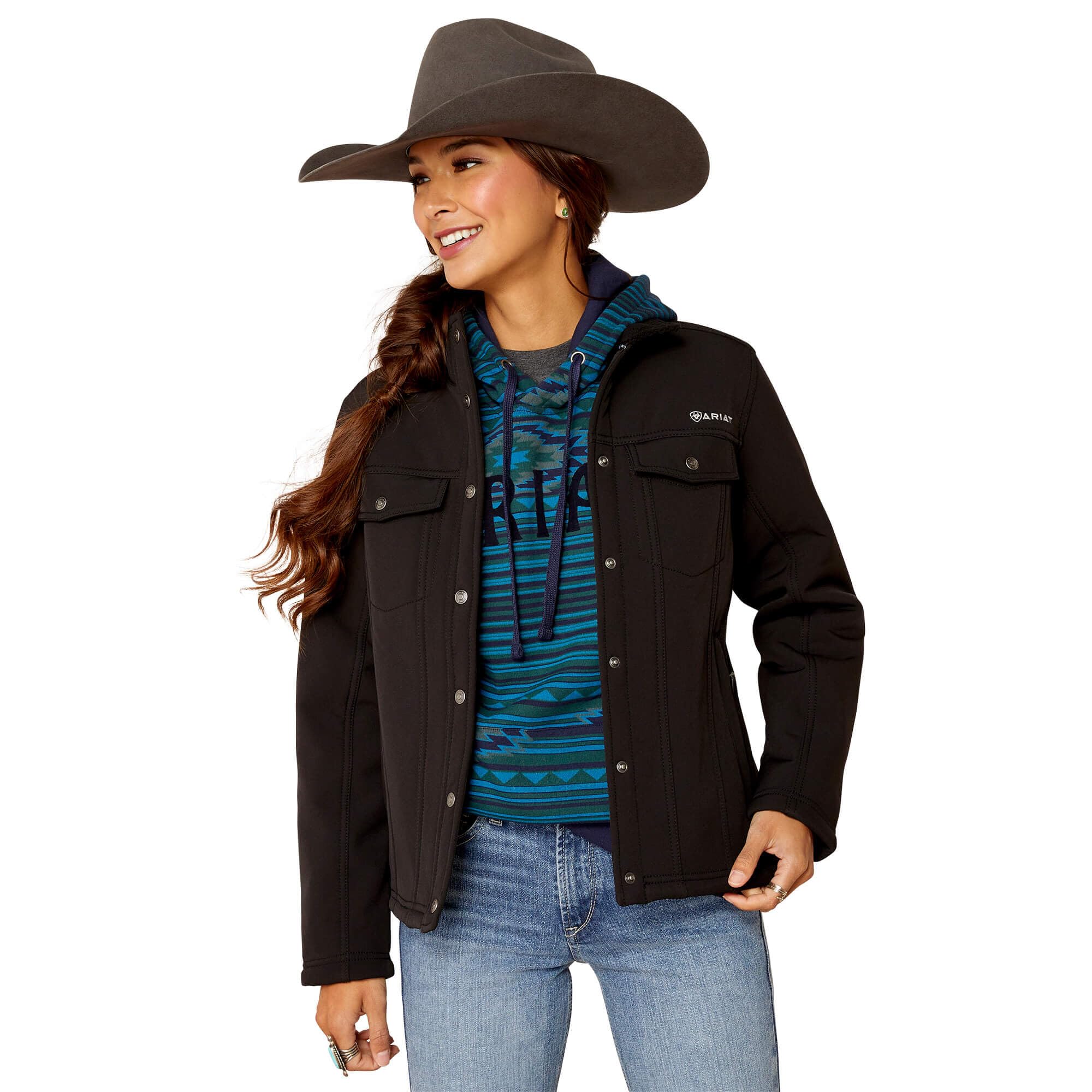 Ariat Women's Berber Back Softshell Black Jacket - 10046445 - XS