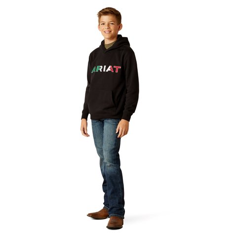 Ariat Boys Black Mexico Flag Hoodie - 10046471 - XS