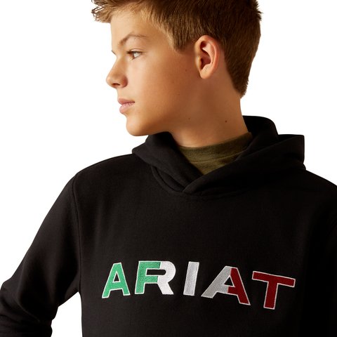 Ariat Boys Black Mexico Flag Hoodie - 10046471 - XS