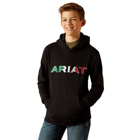 Ariat Boys Black Mexico Flag Hoodie - 10046471 - XS