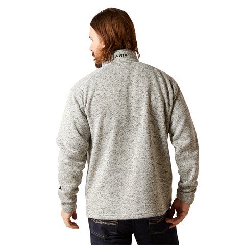 Ariat Men's Caldwell Logo Quarter Zip Heather Grey Sweater - 10046490 - S