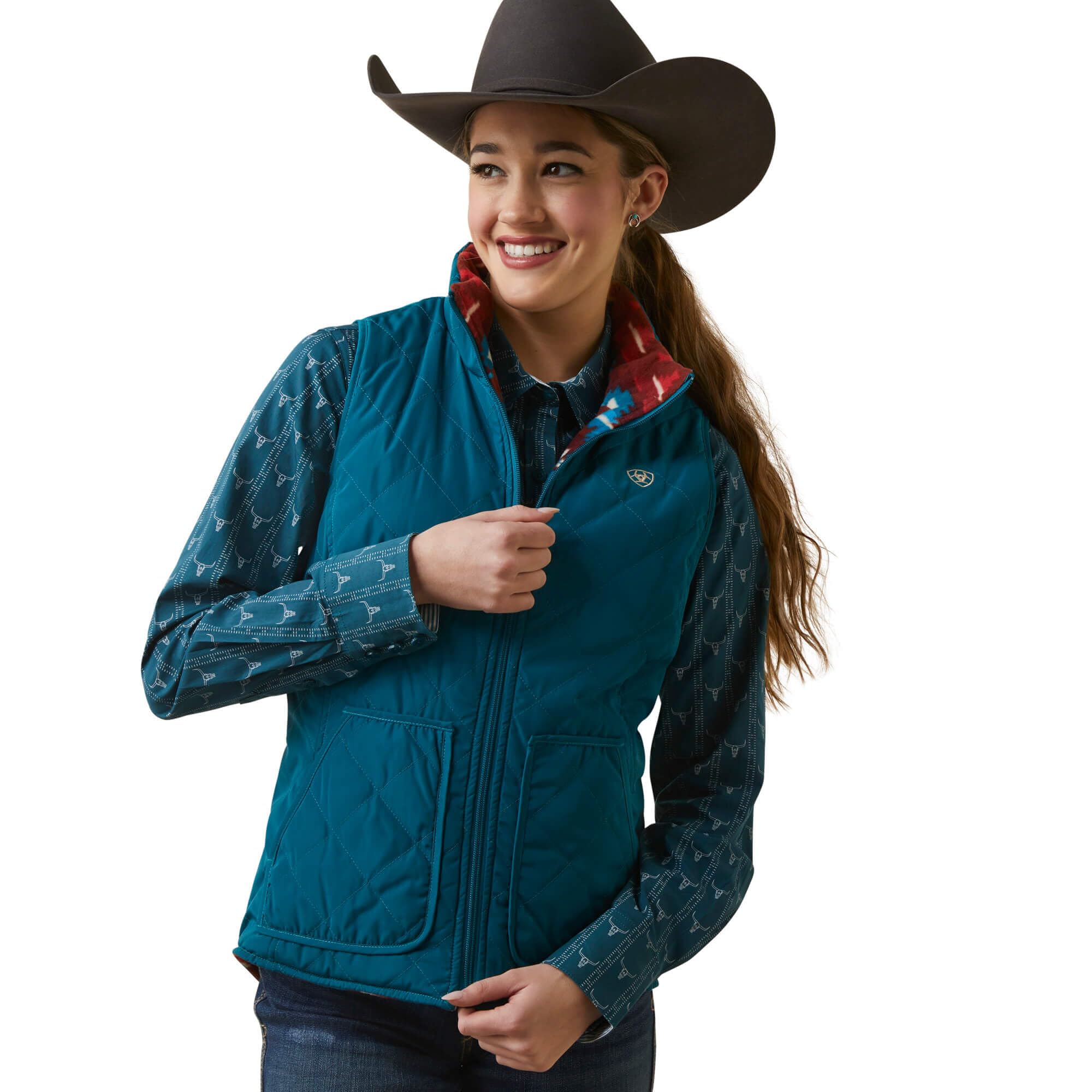 Ariat Women's Dilon Reversible Deep Lagoon Insulated Vest - 10046641 - XS