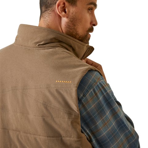 Ariat Men's Rebar Valiant Stretch Canvas Khaki Heather Water Resistant Insulated Vest - 10046646 - S