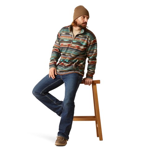 Ariat Men's Caldwell 1/4 Zip Biscay Bay Serape Pullover Sweater - 10046668 - S