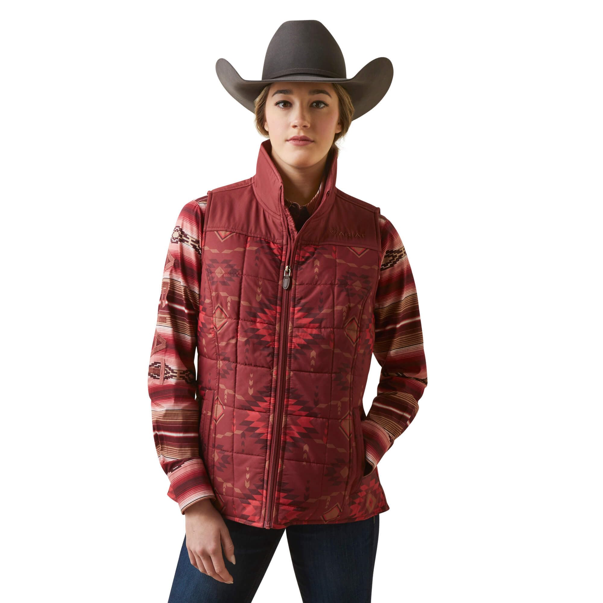 Ariat Women's Crius Burnt Rose Print Insulated Vest - 10046683 - XS