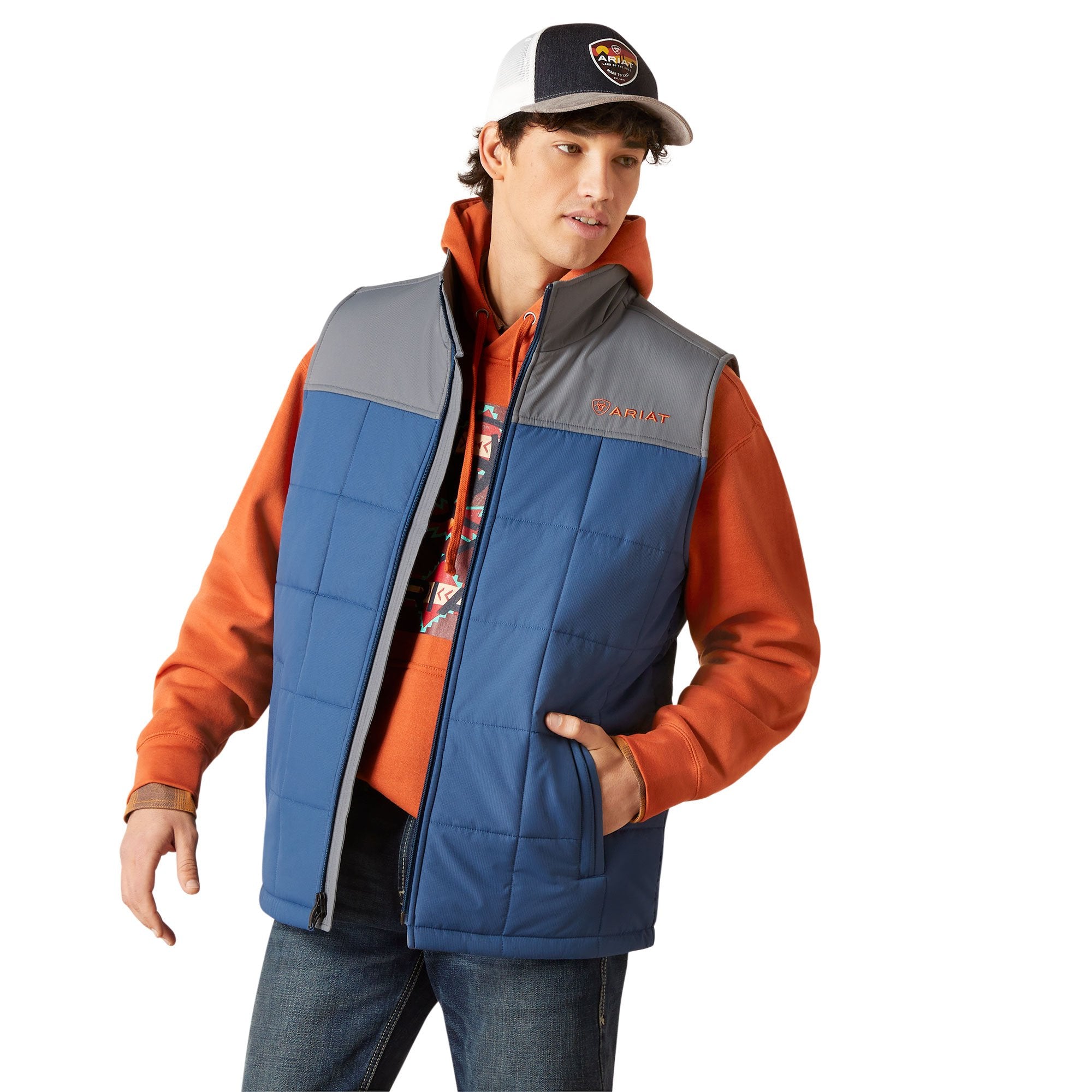 Ariat Men's Crius Blue & Grey Insulated Vest - 10046732 - S