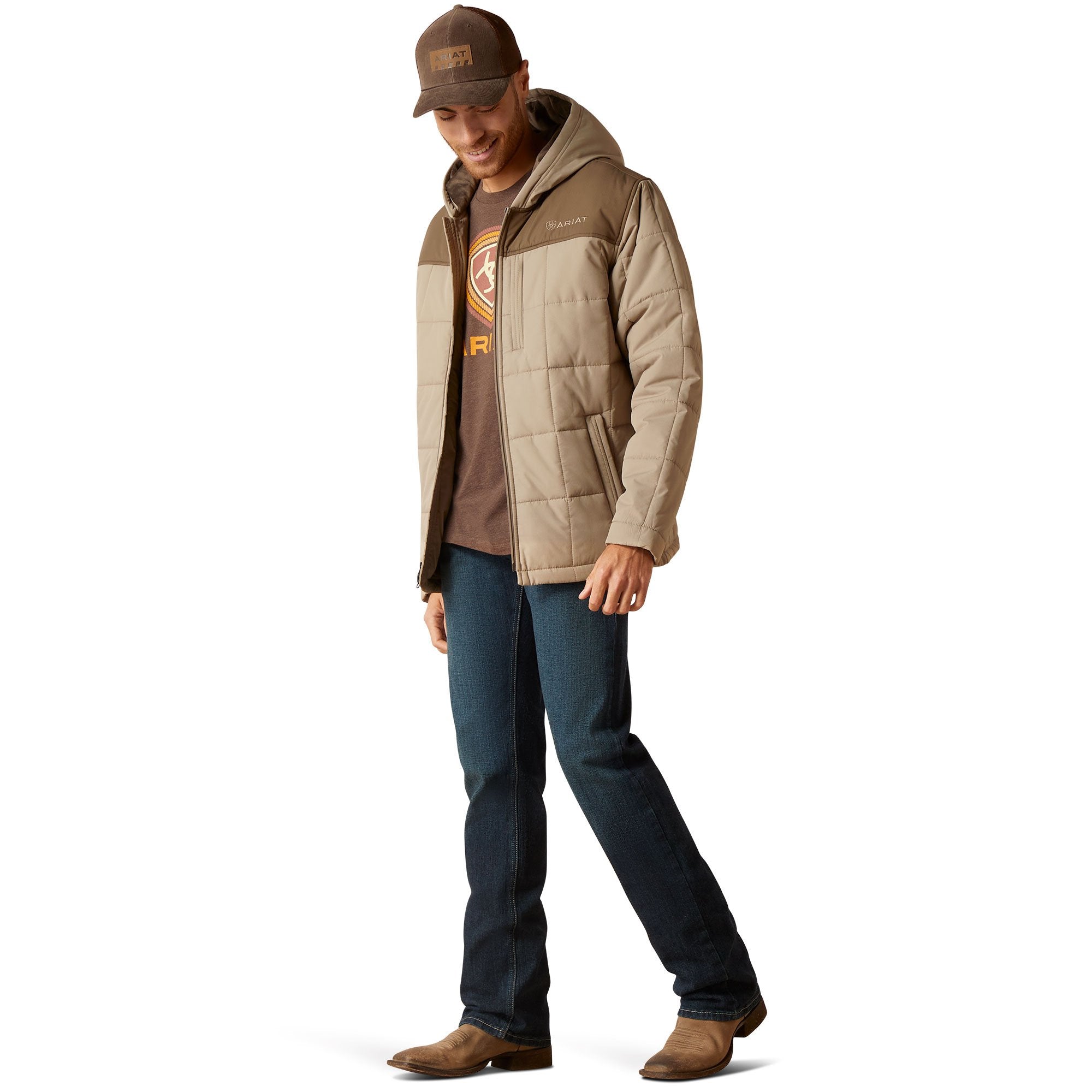 Ariat Men's Crius Hooded Insulated Major Brown Jacket - 10046765 - S