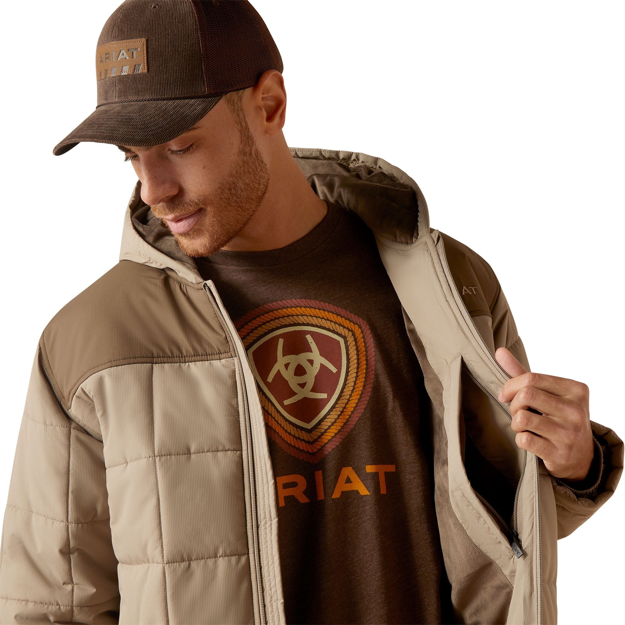 Ariat Men's Crius Hooded Insulated Major Brown Jacket - 10046765 - S