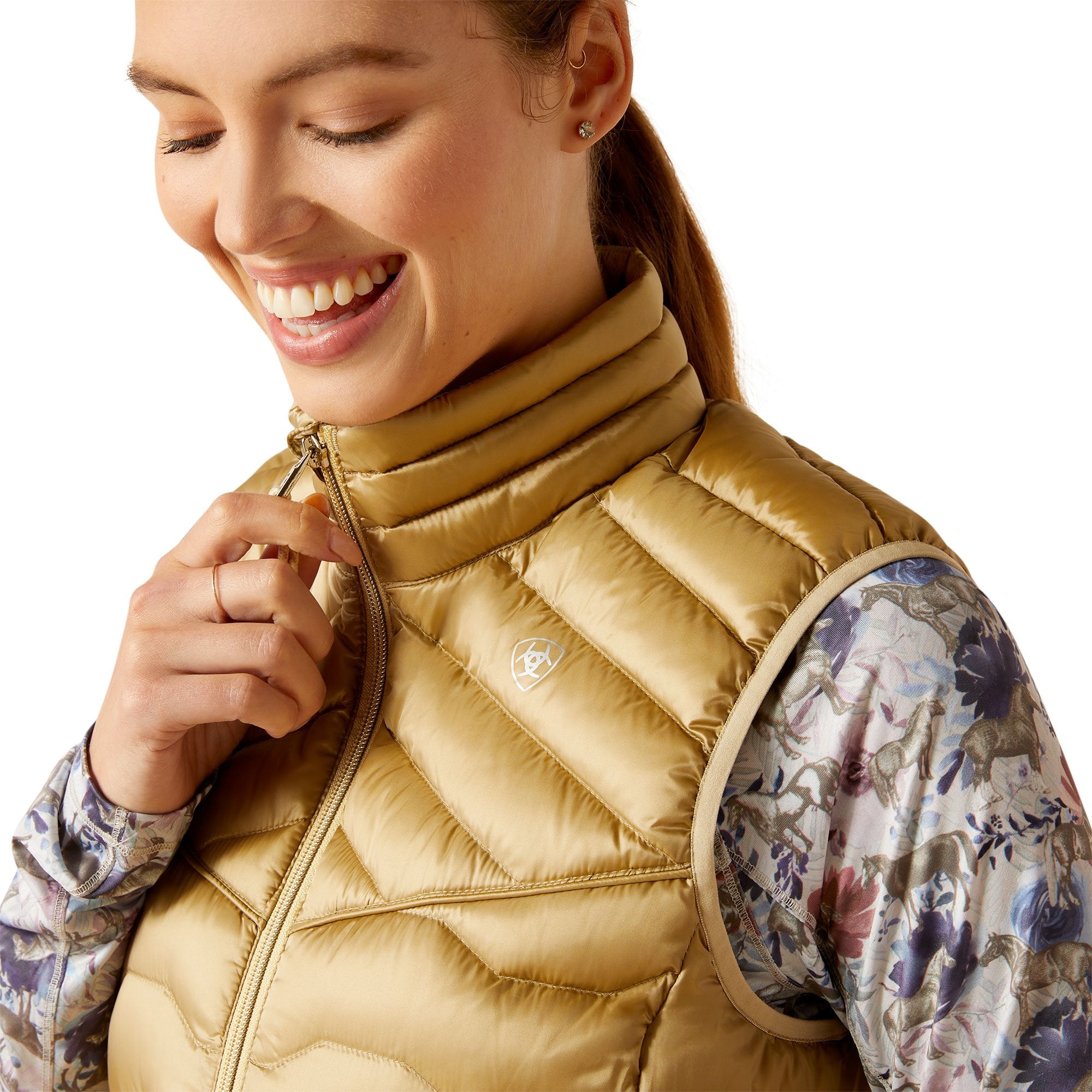 Ariat Women's Ideal Iridescent Fields of Rye Down Vest - 10046769 - L