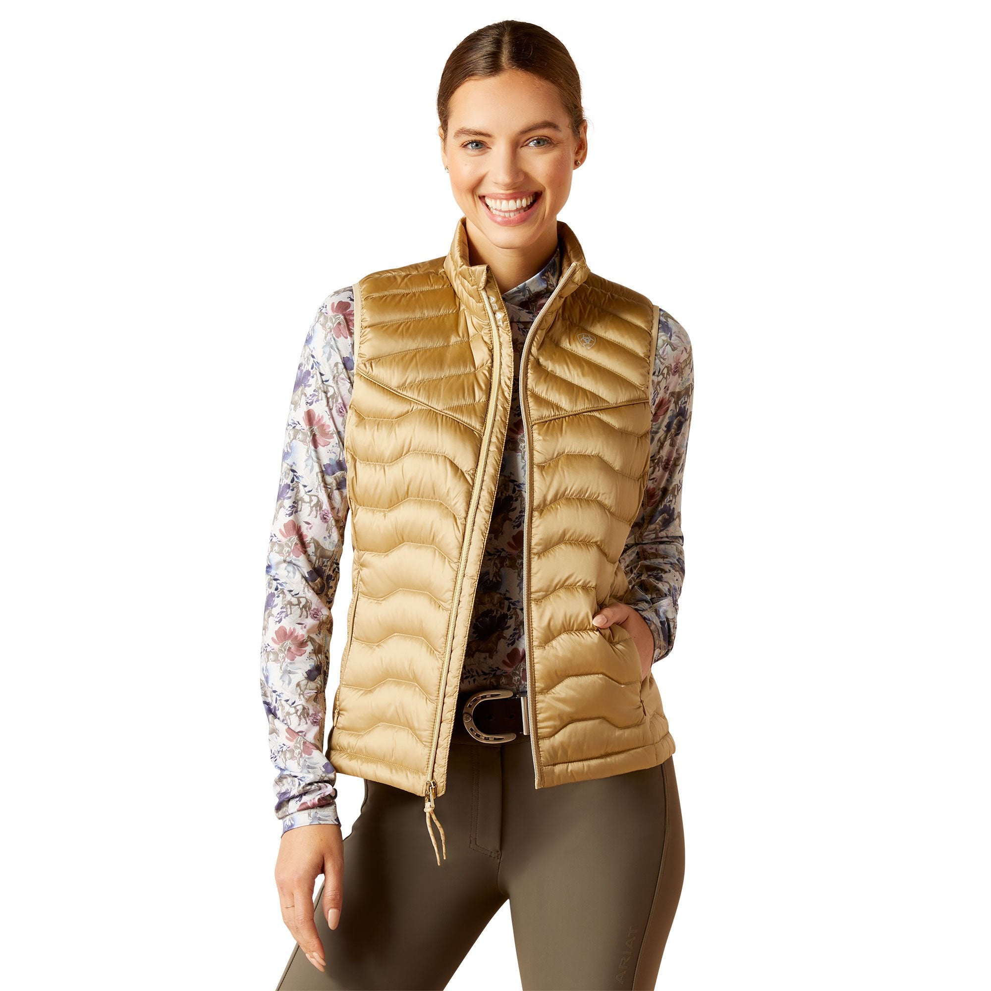 Ariat Women's Ideal Iridescent Fields of Rye Down Vest - 10046769 - L