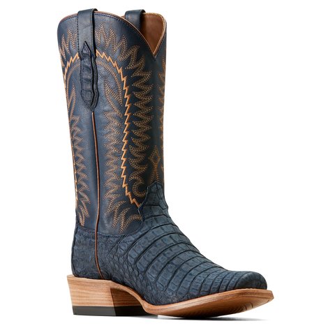 Ariat Men's 13" Futurity Finalist Navy Sueded Caiman Belly Cutter Toe Western Boot - 10047710 - 7D