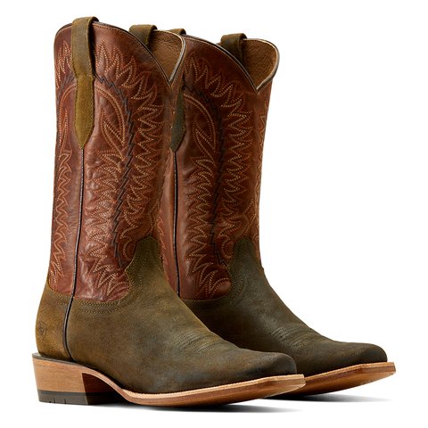 Ariat Men's 13" Futurity Time Olive Roughout Narrow Cutter Toe Western Boot - 10047717 - 7D