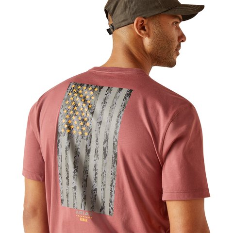 Ariat Men's Rebar Workman Reflective Flag Roan Rouge Work T-Shirt - 10048769 - S