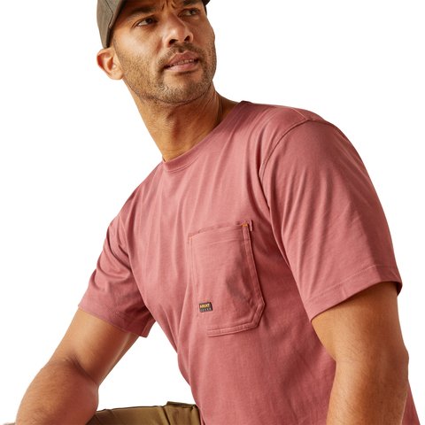 Ariat Men's Rebar Workman Reflective Flag Roan Rouge Work T-Shirt - 10048769 - S