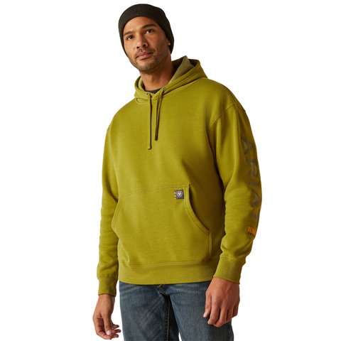 Ariat Men's Rebar Graphic Green Heather Work Hoodie - 10048869 - XS