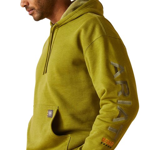 Ariat Men's Rebar Graphic Green Heather Work Hoodie - 10048869 - XS