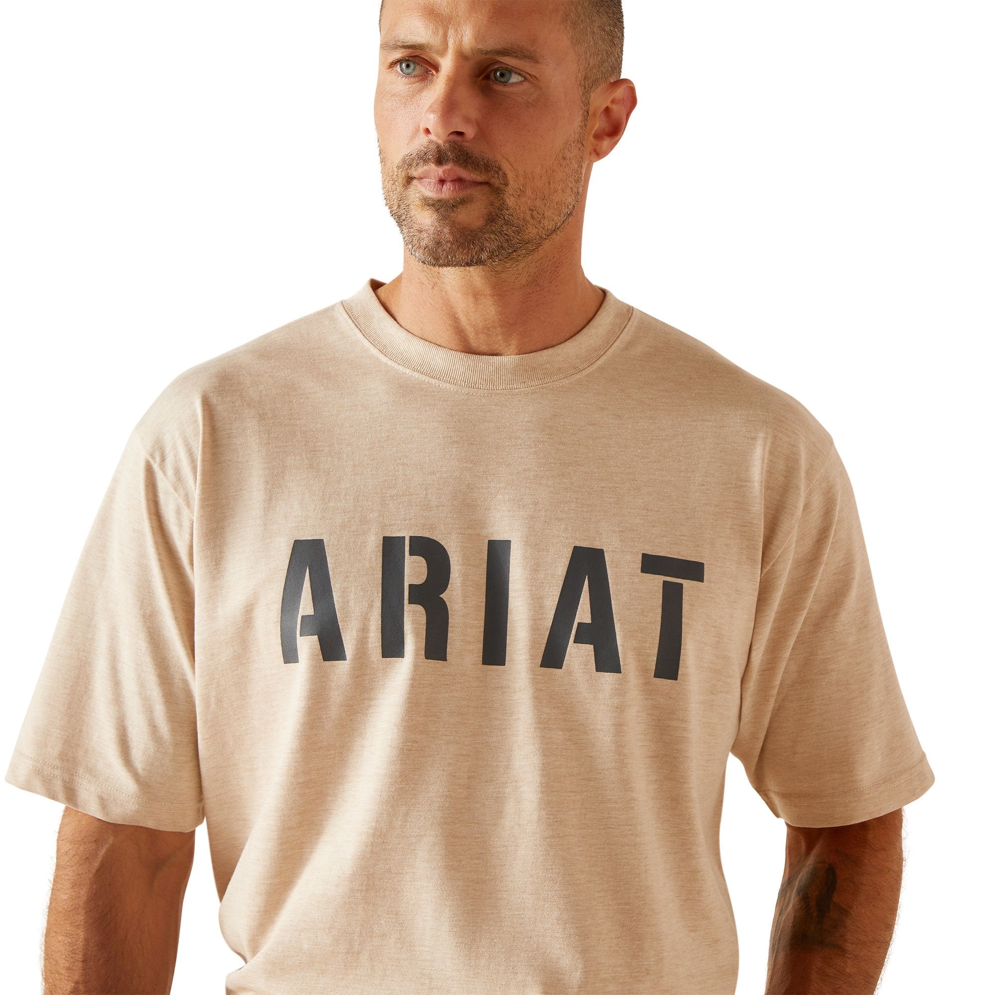 Ariat Men's Rebar Cotton Strong Block Oatmeal Heather Work T-Shirt - 10048873 - S