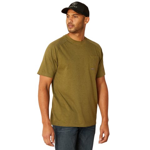 Ariat Men's Rebar Cotton Strong Lichen Heather Work T-Shirt - 10048888 - XS