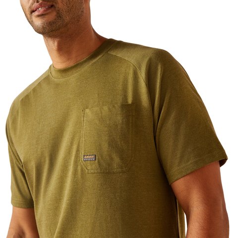 Ariat Men's Rebar Cotton Strong Lichen Heather Work T-Shirt - 10048888 - XS