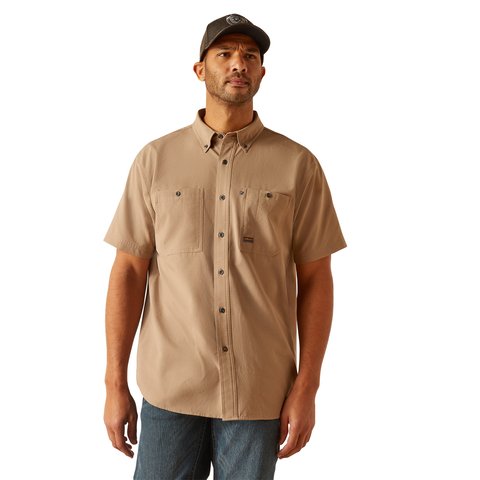 Ariat Men's Rebar Made Tough 360 AirFlow Khaki Work Shirt - 10048948 - XS