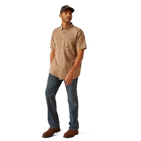 Ariat Men's Rebar Made Tough 360 AirFlow Khaki Work Shirt - 10048948 - XS