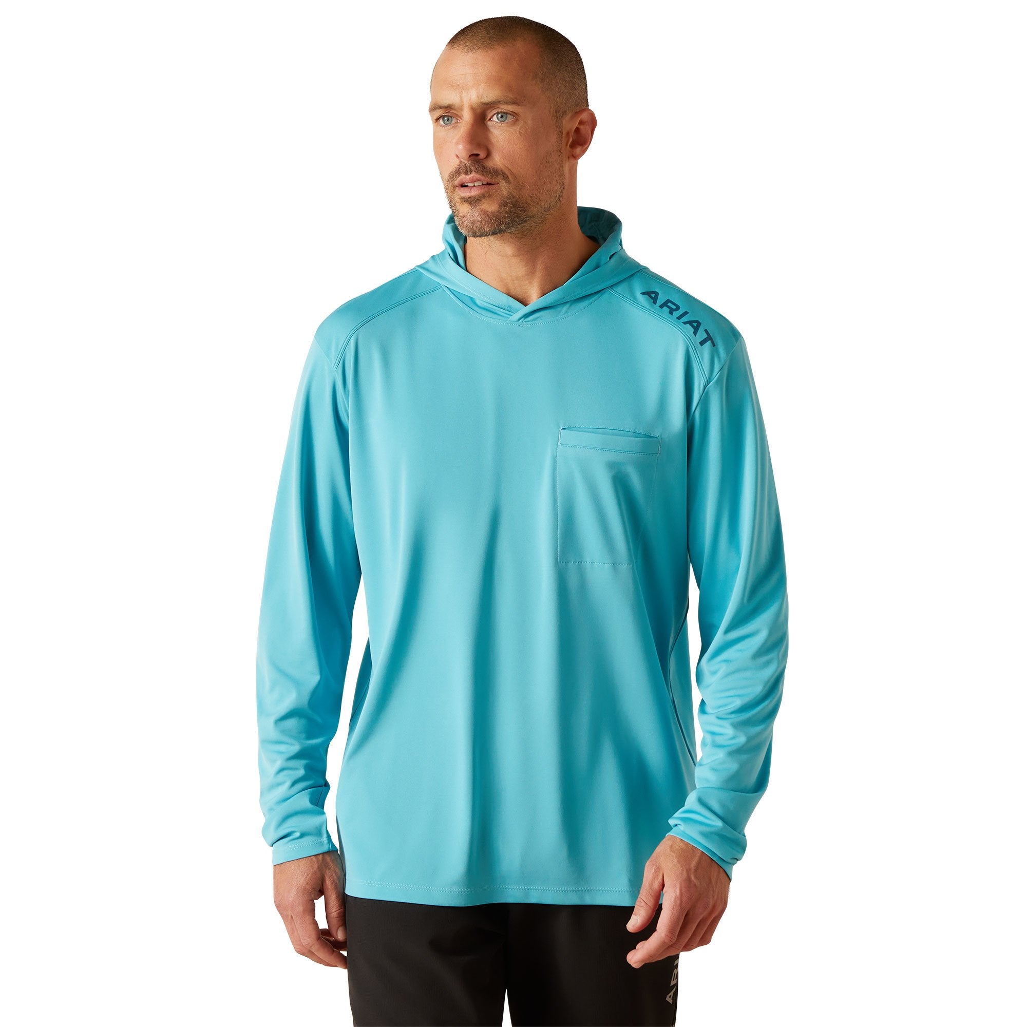 Ariat Men's Rebar Sunblocker Maui Blue Hooded T-Shirt - 10048977 - S