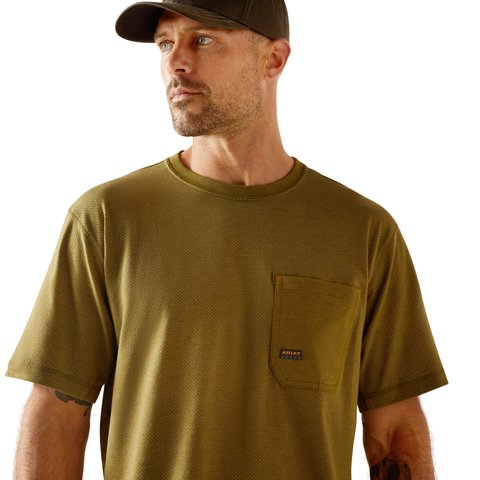 Ariat Men's Rebar Workman 360 Airflow Lichen Heather Work T-Shirt - 10048984 - XS