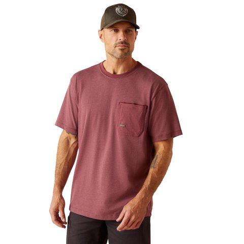 Ariat Men's Rebar Workman 360 Airflow Burgundy Heather Work T-Shirt - 10048985 - XS