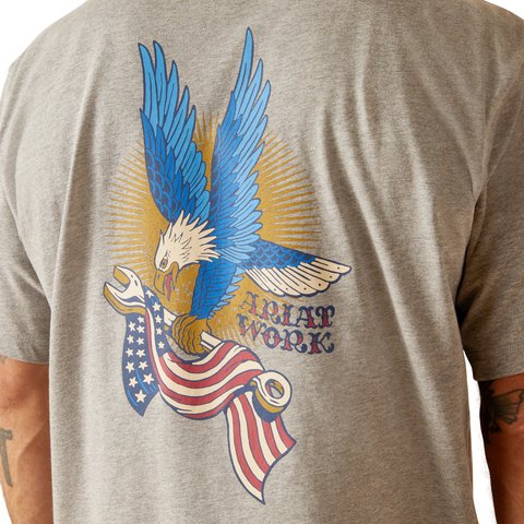 Ariat Men's Rebar Workman Victory Eagle Heather Grey Work T-Shirt - 10048987 - S