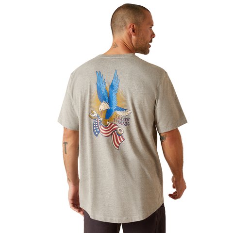 Ariat Men's Rebar Workman Victory Eagle Heather Grey Work T-Shirt - 10048987 - S