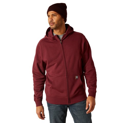 Ariat Men's Rebar Born For This Burgundy Full Zip Hoodie - 10049073 - S