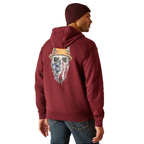 Ariat Men's Rebar Born For This Burgundy Full Zip Hoodie - 10049073 - S