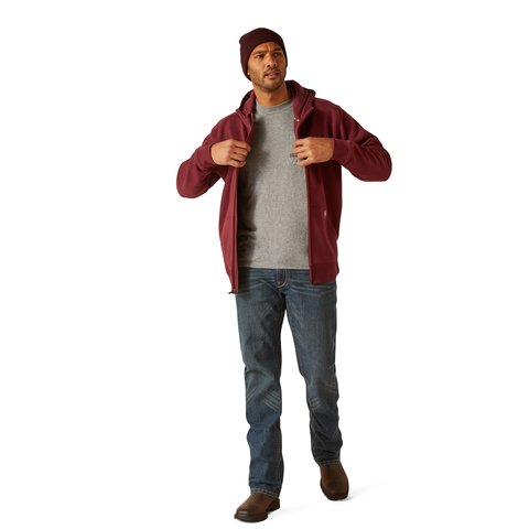 Ariat Men's Rebar Born For This Burgundy Full Zip Hoodie - 10049073 - S