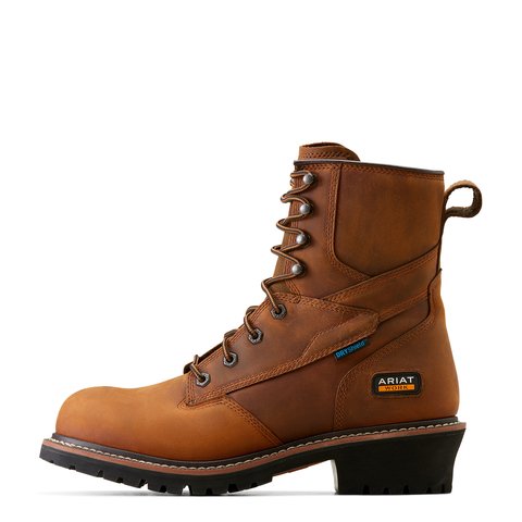 Ariat Men's 8" Copper Brown Waterproof Logger Shock Shield Round Toe Work Boot - 10050841 - 5D