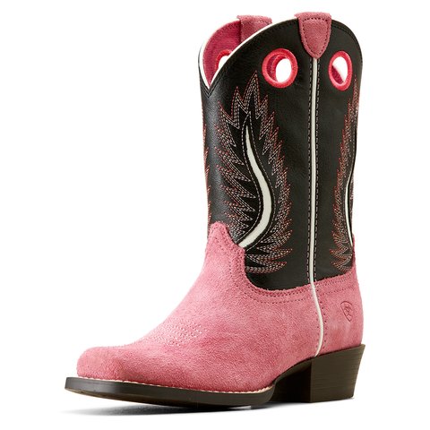 Ariat Youth 9" Haute Pink Suede Futurity Fort Worth Cutter Toe Western Boot - 10050880 - 1M