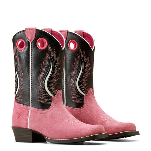 Ariat Youth 9" Haute Pink Suede Futurity Fort Worth Cutter Toe Western Boot - 10050880 - 1M