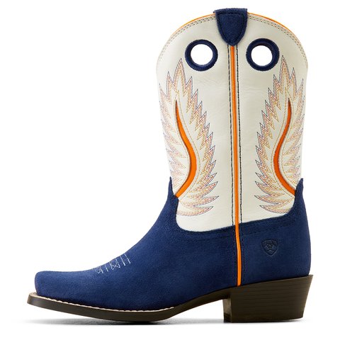 Ariat Youth 9" Patriot Blue Suede Futurity Fort Worth Cutter Toe Western Boot - 10050881 - 1M