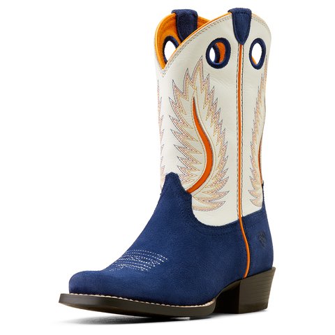 Ariat Youth 9" Patriot Blue Suede Futurity Fort Worth Cutter Toe Western Boot - 10050881 - 1M